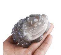 BYLSAGWHT Carved Agate Geode Money Toad (Jin Chan) Crystal Lucky Fortune Statue for Home Office Decor, Wealth & Success Charm, Feng Shui Ornament,350g
