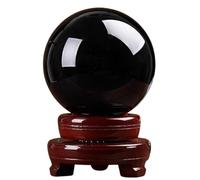 BYLSAGWHT Obsidian Crystal Ball Quartz Sphere with Stand Feng Shui Polished Decoration for Witchcraft Housewarming Gift,5cm/2in