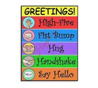 BYLSAGWHT Preschool & Kindergarten Morning Greetings Classroom Rules Poster for Circle Time Decor (Framed,08x12inch(20x30cm))