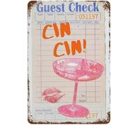 BYLSAGWHT Retro Check Cin Cin Metal Tin Sign Bar Wall Decor Italian Restaurant Pub Gift 8 X 12 in
