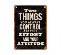 BYLSAGWHT Scandinavian Bohemian Metal Sign Two Things You Control Your Effort Your Attitude Quote Wall Decor for Home 8 X 12 in