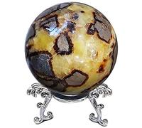 BYLSAGWHT Turtle Rock Quartz Ball Ornament Crystal Sphere with Metal Stand Gemstone, Fine Art Sculpture, Stone,6cm