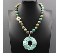 BYLSAGWHT White Keshi Pearl 14MM Round Mix color Stone Necklace Circle Ripple Turquoises Pendant For Lady