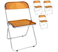 BYLUCAS Lot de 4 Chaises Pliantes en Pet Chaise Pliante Chaise Pliante Moderne - Siège en Cristal Empilable - Siège de Salon - Chaise d'appoint à Cadre chromé for l'intérieur