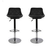 BYLUCAS Tabourets de Bar Lot de 2 Pivotant, Tabouret en Simili Cuir, Chaise Haute Bar, Réglable en Hauteur, avec Dossier, Repose-Pieds, Chaise Haute Cuisine (Noir et Blanc,2PCS, 46 * 32 * 73cm)