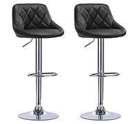 BYLUCAS Tabourets de Bar Lot de 2 Pivotant, Tabouret en Simili Cuir, Chaise Haute Bar, Réglable en Hauteur, avec Dossier, Repose-Pieds, Chaise Haute Cuisine (Noir,2PCS, 46 * 32 * 73cm)