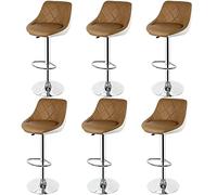 BYLUCAS Tabourets de Bar Lot de 6 Pivotant, Tabouret en Simili Cuir, Chaise Haute Bar, Réglable en Hauteur, avec Dossier, Repose-Pieds, Chaise Haute Cuisine (Chameau Blanc,6PCS, 46 * 32 * 73cm)