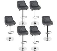 BYLUCAS Tabourets de Bar Lot de 6 Pivotant, Tabouret en Simili Cuir, Chaise Haute Bar, Réglable en Hauteur, avec Dossier, Repose-Pieds, Chaise Haute Cuisine (Gris,6PCS, 46 * 32 * 73cm)