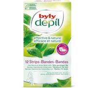 Byly Depil Hair Removal Strips Facial With Mint And Green Tea 12 Units (Bandes dépilatoires pour le visage à la menthe et au thé vert)