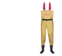 BYLYUIVN Pêche Waders Wader Demi-Corps vêtements imperméables Pantalon de Pluie Ceinture Bottes de Pluie Pantalon Fourche en Cuir Attraper Poisson Corps Complet Une pièce(Khaki,44)