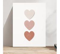BYLZCJFA Tableau sur toile moderne et minimaliste avec des cœurs simples, imprimé en forme de cœur neutre, style bohème, couleurs chaudes, décoration intérieure (40x60cm/sans cadre)