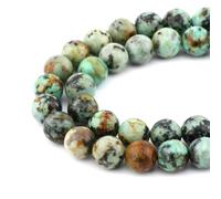 Bymitel Lot de 60 perles d'espacement rondes naturelles véritables en vrac pour la fabrication de bijoux, 39,4 cm par fil de 6 mm (turquoise africaine, 6 mm)