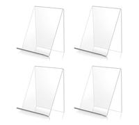 Bymivofun 4 Pcs Porte-Livre en Acrylique, Porte brochures incliné Transparent, Présentoir de Livres en Acrylique Transparent pour téléphones, enseignes, brochures, Affiches de Menu, Magazines
