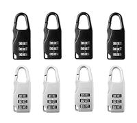 Bymivofun 8 pièces Mini Serrure à Combinaison, Mini Cadenas, Serrure à Combinaison à 3 Chiffres, pour Valise de Voyage Sacs à Dos Casiers Valise Bagages (Blanc, Noir)