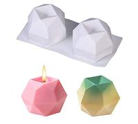 Bymivofun Moule à Bougie, Moules à Bougie en Cube de Diamant à 2 Cavités, Moule à Bougie en Silicone Cube 3D, pour Faire des Bougies en Caoutchouc, Bougie DIY, Cire de Soja, Savon Fait à la Main