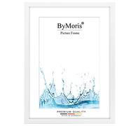 ByMoris Cadre photo sur mesure 25 x 30 cm en Blanc mat avec verre acrylique antireflet, poster affiche puzzle portrait cadre bois