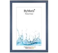 ByMoris Cadre photo sur mesure 25 x 60 cm en Bleu Ardoise avec verre acrylique antireflet, poster affiche puzzle portrait cadre bois