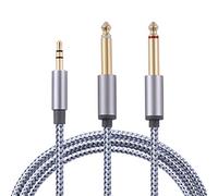 Bynccea Câble Audio Jack 3,5mm vers Double 6,35mm，2 x6,35 Mâle vers 3,5 Mâle Mono Câble Y Splitter Jack Câble d'Instrument Nylon Tressé pour Téléphone, Tablette, Cinéma Maison(1M 2M 3M 5M)