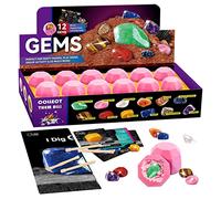 Byncceh Kit de Fouille de Pierres Précieuses, pour Enfant, 12 Véritables Cristaux et minéraux naturels, Cadeau Jouet pour Garçons et Filles à partir de 6 Ans