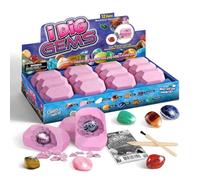 Byncceh Kit d'excavation de 12 Pierres précieuses, minéraux et Roches, Pierres précieuses et Cristaux, kit d'excavation pour Enfants