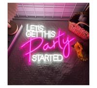 BYNGQW Néon Enseignes lumineuses Decor Enseigne Au Néon Let's Get This Party Started Néons Alimentés Par USB Lumière Variable Décoration Murale De Fête 35cm×48cm