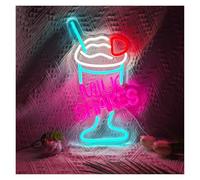 BYNGQW Néon Enseignes lumineuses Decor Enseigne Au Néon Milk Shakes Avec Lumière LED À Intensité Variable USB Pour Desserts Restaurants, Magasins, Décoration Murale De Fête 22cmx35cm