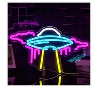 BYNGQW Néon Enseignes lumineuses Decor Enseigne Au Néon UFO Alien Spaceship Lumière LED À Intensité Variable Pour Décoration Murale Lampe Pour Salle De Jeux Spatiale Pour Enfants 42cmx24cm