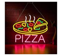 BYNGQW Néon Enseignes lumineuses Decor Enseigne Lumineuse LED Pizza À Intensité Variable Luminaire Décoratif D'ambiance Pour Bar Café Pizzeria Restaurant Décoration Murale 40.64cmx33cm