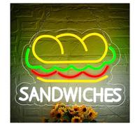BYNGQW Néon Enseignes lumineuses Decor Enseigne Lumineuse LED Sandwiches Alimentée Par USB Pour Restauration Rapide Magasin De Sandwichs Décoration Murale De Restaurant, 41cmx29cm