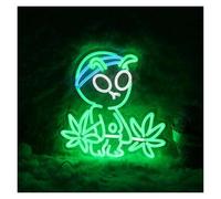 BYNGQW Néon Enseignes lumineuses Decor Enseignes Au Néon Alien Lifting Weed, Intensité Variable, Alimenté Par USB, Pour Fumoir, Bar, Pub, Décoration Murale 31.5cm×31.5cm