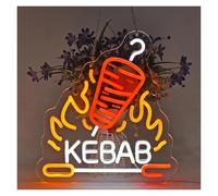 BYNGQW Néon Enseignes lumineuses Decor Kebab Neon Wall Art Decor Pour Doner Kebab Kababab Restaurant Méditerranéen Ou Magasin D’alimentation Du Moyen-Orient, Alimenté Par USB À Intensité Variable