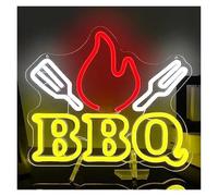 BYNGQW Néon Enseignes lumineuses Decor Panneau Lumineux LED Pour BBQ Panneaux D'ambiance À Intensité Variable Pour Magasins De Barbecue, Décoration Murale, Alimenté Par USB 30cm×26cm