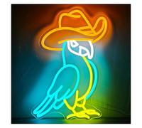 BYNGQW Néon Enseignes lumineuses Decor Panneau Néon Cowboy Perroquet, Alimenté Par USB, Lumière Variable Pour Animalerie, Bar, Fête, Éclairage Mural, Décoration 31.6cm×40cm