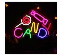 BYNGQW Néon Enseignes lumineuses Decor Panneau Néon LED Candy Alimenté Par USB, Lettres De Bonbons, Pour Magasin De Bonbons, Décoration De La Maison, Signes D'ambiance 23cm×30cm