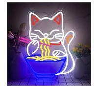 BYNGQW Néon Enseignes lumineuses Decor Panneau Néon Ramen Lucky Cat, Pour Murale, Bar, Cuisine, Salle À Manger Néon Enseignes Lumineuses Decor D'Ambiance Apaisante Lampe 32,5Cm×40Cm