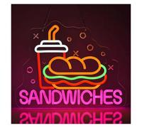 BYNGQW Néon Enseignes lumineuses Decor Panneaux Néon Sandwich, Décorations Murales, Éclairage LED, Cuisines Domestiques, Restaurants Fast-food, Fêtes Dans Les Cavernes Des Hommes