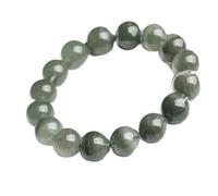 ByNGSDCC Bracelet Porte-Bonheur, Bracelet Feng Shui en Cristal de Quartz fantôme Vert, amulette, Talisman for la prospérité, l'argent et Chance, 8 mm(14mm)