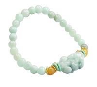 ByNGSDCC Bracelet Porte-Bonheur, Bracelet Feng Shui en Jade Pixiu Dragon 6 mm, jadéite Verte, Unisexe, Moderne, for Adulte