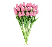 ByNGSDCC Fausses Tulipes artificielles, 10 têtes de Luxe, Bouquet Blanc au Toucher réel, Fausse Fleur en Silicone(F05)