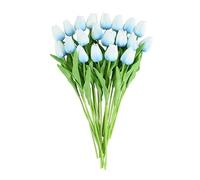 ByNGSDCC Fausses Tulipes artificielles, 10 têtes de Luxe, Bouquet Blanc au Toucher réel, Fausse Fleur en Silicone(F08)