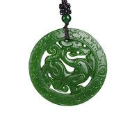 ByNGSDCC Pendentif en Jade Naturel, Double Face, Pendentif Dragon Creux, Collier sculpté à la Main, amulette Porte-Bonheur for Hommes