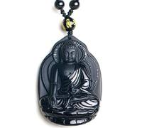 ByNGSDCC Pendentif en Jade Naturel Obsidienne Naturelle Bodhisattva, Collier à la Mode, Bijoux Statue de Bouddha