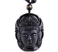 ByNGSDCC Pendentif en Jade Naturel Obsidienne Naturelle, Pendentif Bouddha sculpté à la Main, Collier Mode, Bijoux créatifs
