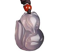 ByNGSDCC Pendentif en Jade Naturel, Pendentif Jade Rose, Collier Forme de Renard, Bijoux Charme à la Mode, amulette sculptée