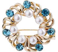 ByNGSDCC Pince à Sangle, Anneaux d'écharpe Fermoir d'écharpe en Soie Fermoir à nœud Broche en Perles Corsage for Femme(Blue)