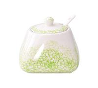ByNGSDCC Récipient à Sucre for café, Petit déjeuner, thé de l'après-midi, sucrier en céramique, Pot Porcelaine colorée avec cuillère, sel, Rangement, for Bar(Green,Sugar Bowl)