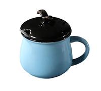 ByNGSDCC Récipient à Sucre for café, Petit déjeuner, thé de l'après-midi, sucrier en céramique, Pot Rangement Mignon Couleur Unie européenne, Porcelaine avec cuillère, sel, for C(Blue,Black lid)