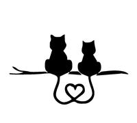 BYNYXI 3D Chat de Battement de Coeur Sticker, Autocollant réfléchissant de Voiture Couple Chat Amour Coeur Motif PVC Autocollant Autocollant Mural Autocollant Voiture fenêtre autocollant-18cmx11cm