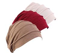 BYNYXI 3PCS Bonnet Turban, Bonnet Chimio pour Femme en Coton Slouchy Bonnet Bonnet de Sommeil pour Cancer Perte de Cheveux Chimiothérapie Chimio Cancer Chapeaux Turban pour Femme Perte de Cheveux
