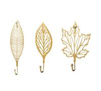 BYNYXI 3PCS Crochets muraux vintage, patères en métal sans perçage Patères vintage Crochets dorés en forme de feuille Crochets rustiques pour clés, crochets pour serviettes, crochets décoratifs